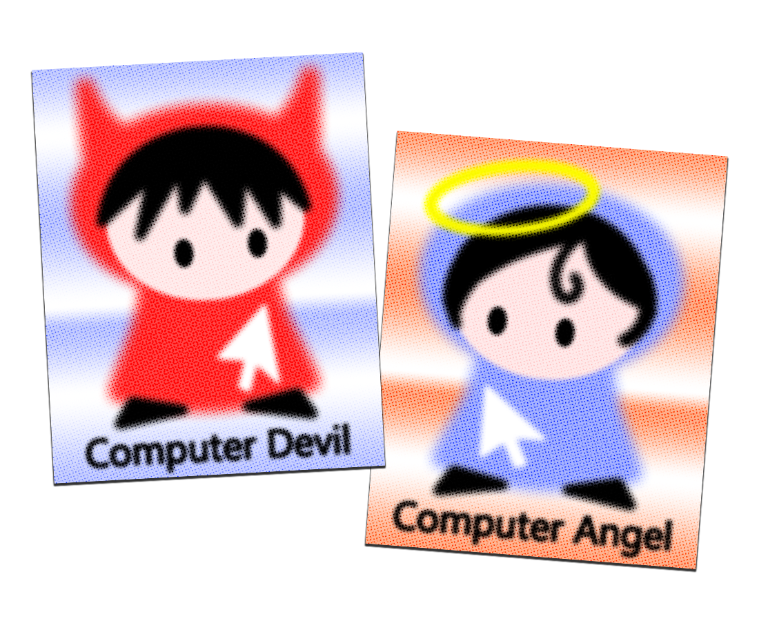 Computer Critters (2025) Design Character design inspired by gashapon toys and user assistant characters such as Microsoft Office's Clippy. Let C-Devil and C-Angel show you how to use your machine for good and evil!
